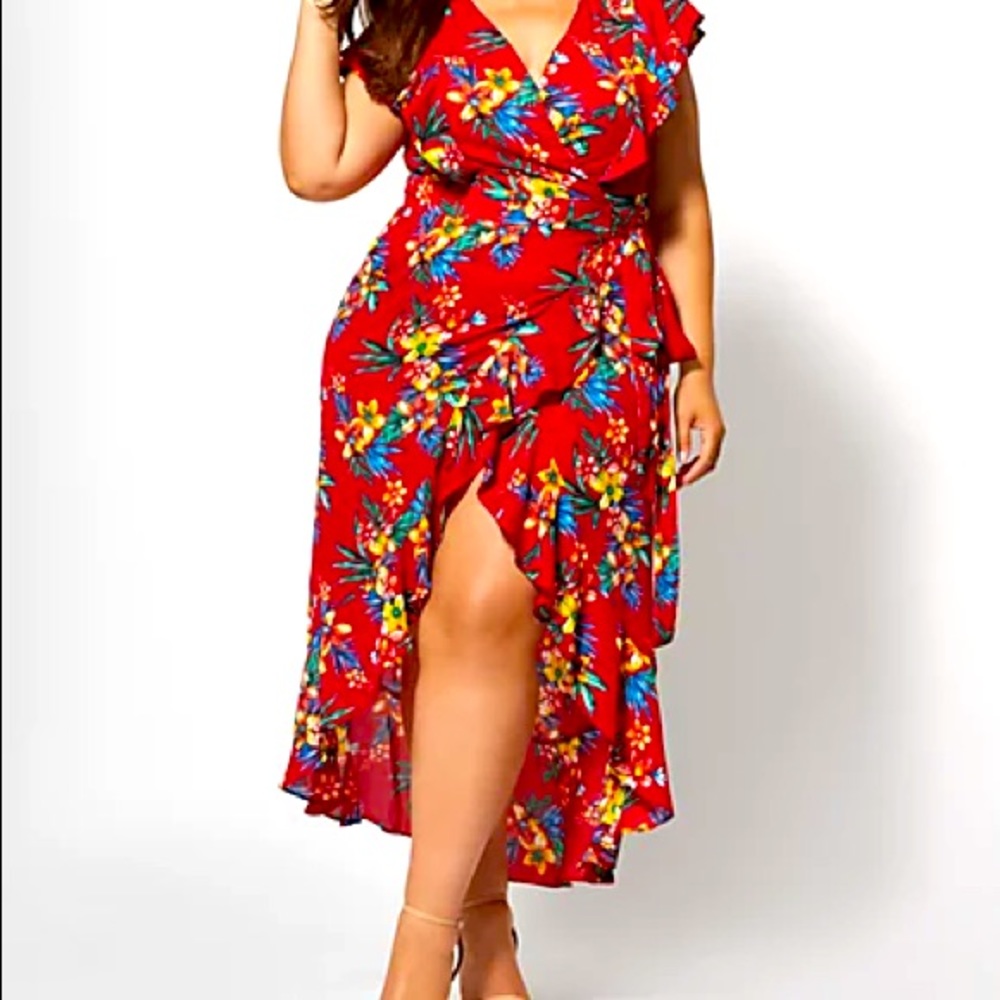 Tropical Wrap Dress
